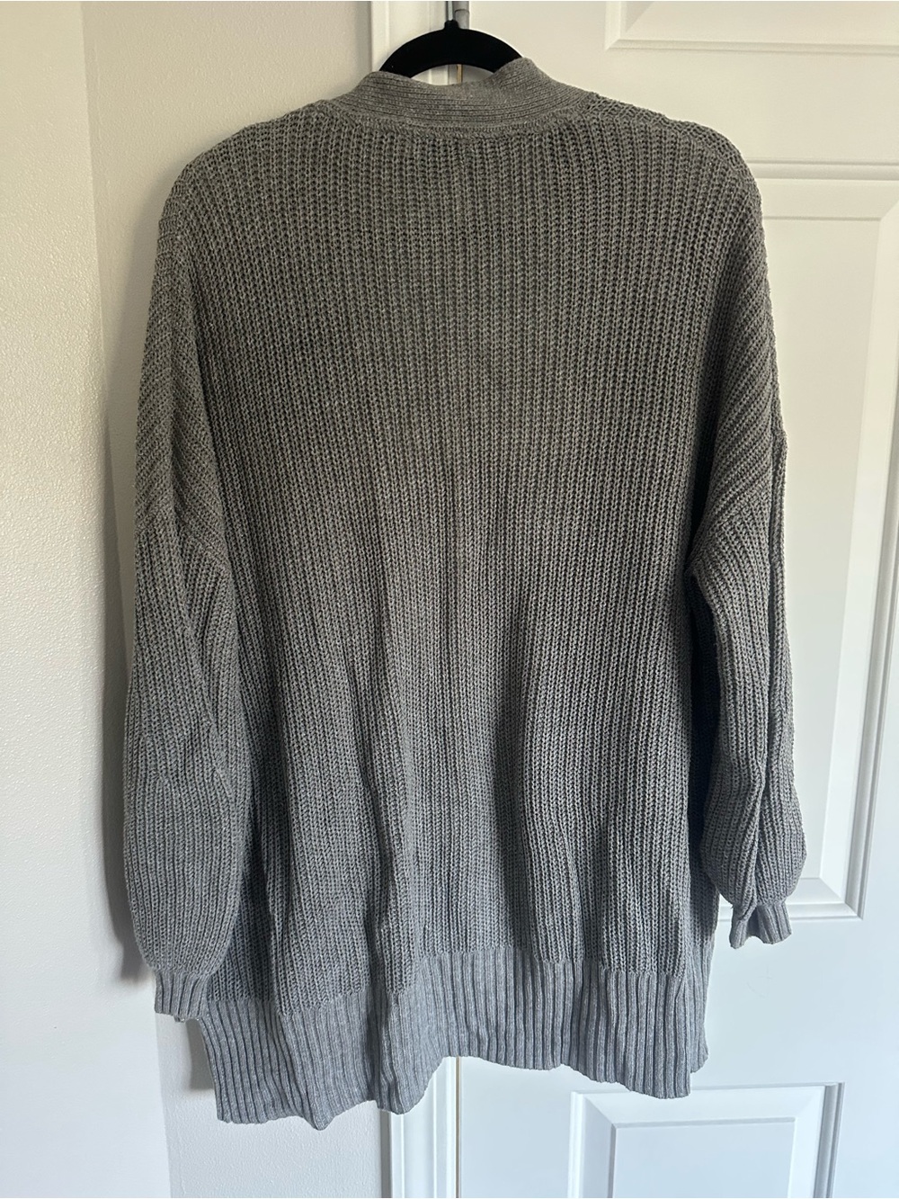 BDG Light Gray Open-Front Ribbed Cardigan - Picture 3 of 5